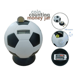 Tirelire électronique en forme de football pour compter les pièces de monnaie