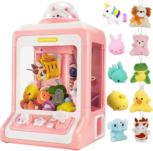 Mini machine à griffes pour enfants – Machine de jeu d'arcade, 10 mini jouets en peluche, musique et lumière, jouets de fête d'anniversaire, cadeaux pour enfants