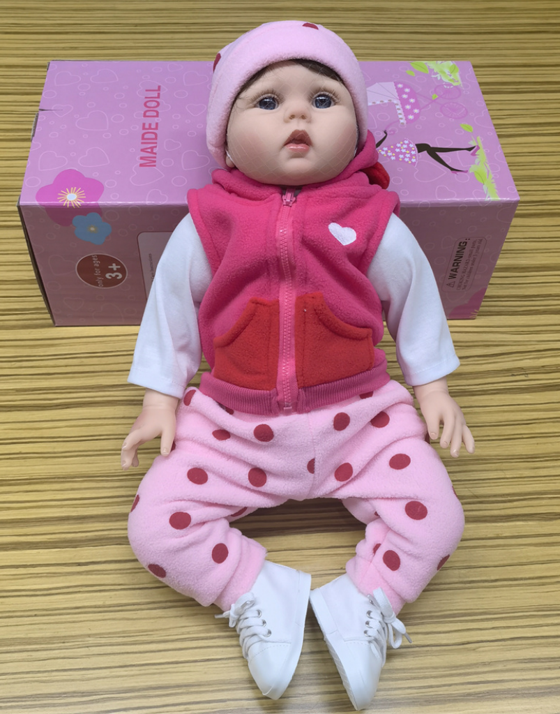 Poupées Reborn Baby - Poupée bébé en vinyle et silicone entièrement réaliste de 18 à 22 pouces avec bras et jambes mobiles avec accessoires, excellent cadeau pour les enfants (corps en tissu)