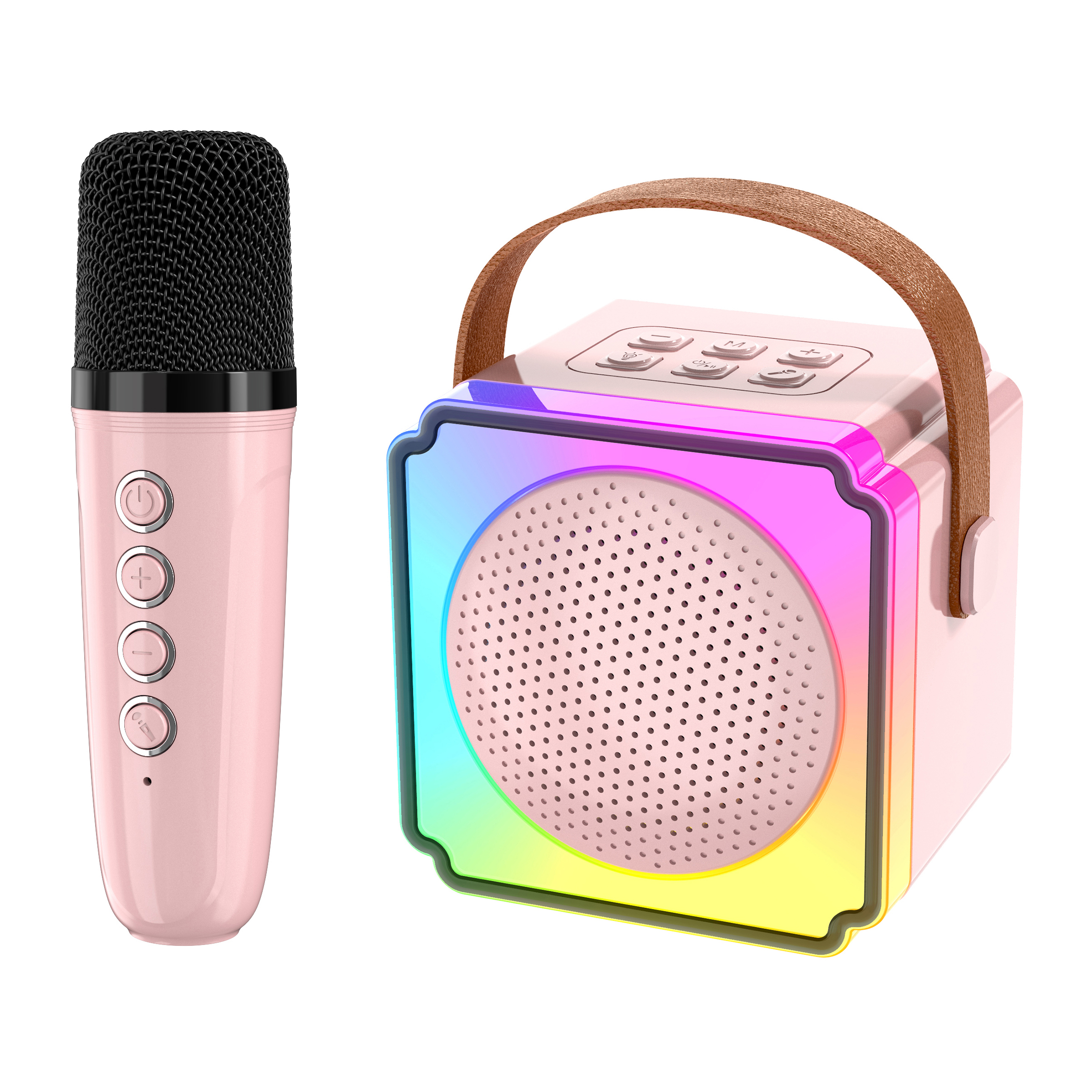 Mini Machine de karaoké pour enfants et adultes, haut-parleur Bluetooth Portable avec 2 Microphones sans fil, jouets cadeaux d'anniversaire