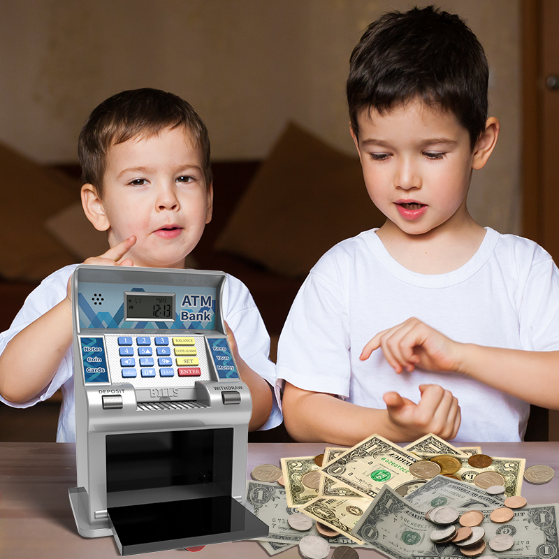 Mini banque d'épargne d'argent Atm, jouet pour enfants, Version américaine, coffre-fort, avec compteur de pièces de monnaie