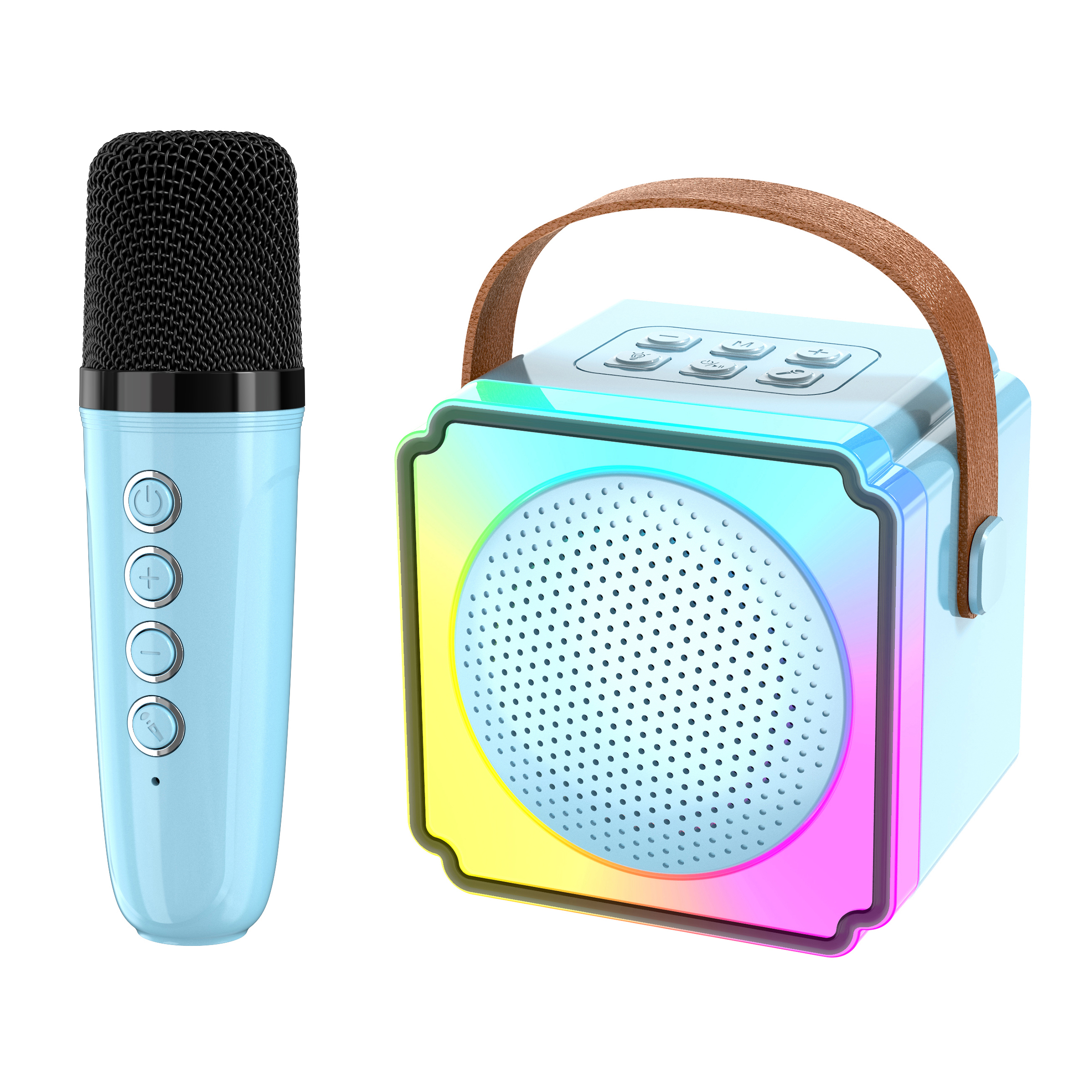 Mini Machine de karaoké pour enfants et adultes, haut-parleur Bluetooth Portable avec 2 Microphones sans fil, jouets cadeaux d'anniversaire