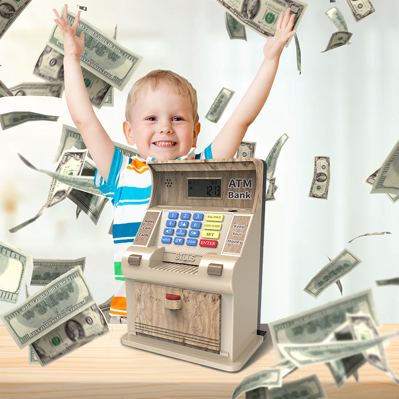 Mini banque d'épargne d'argent Atm, jouet pour enfants, Version américaine, coffre-fort, avec compteur de pièces de monnaie