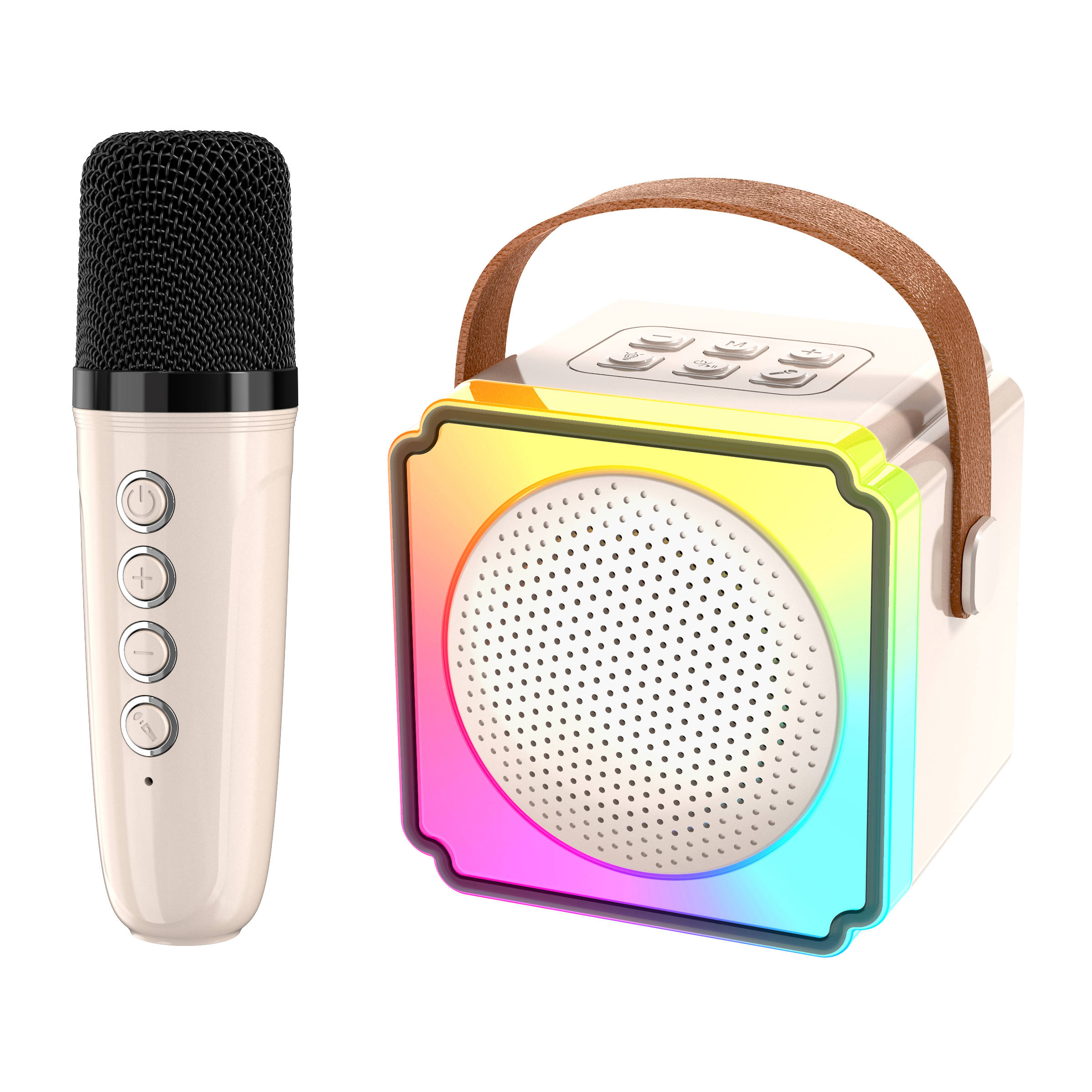 Mini Machine de karaoké pour enfants et adultes, haut-parleur Bluetooth Portable avec 2 Microphones sans fil, jouets cadeaux d'anniversaire