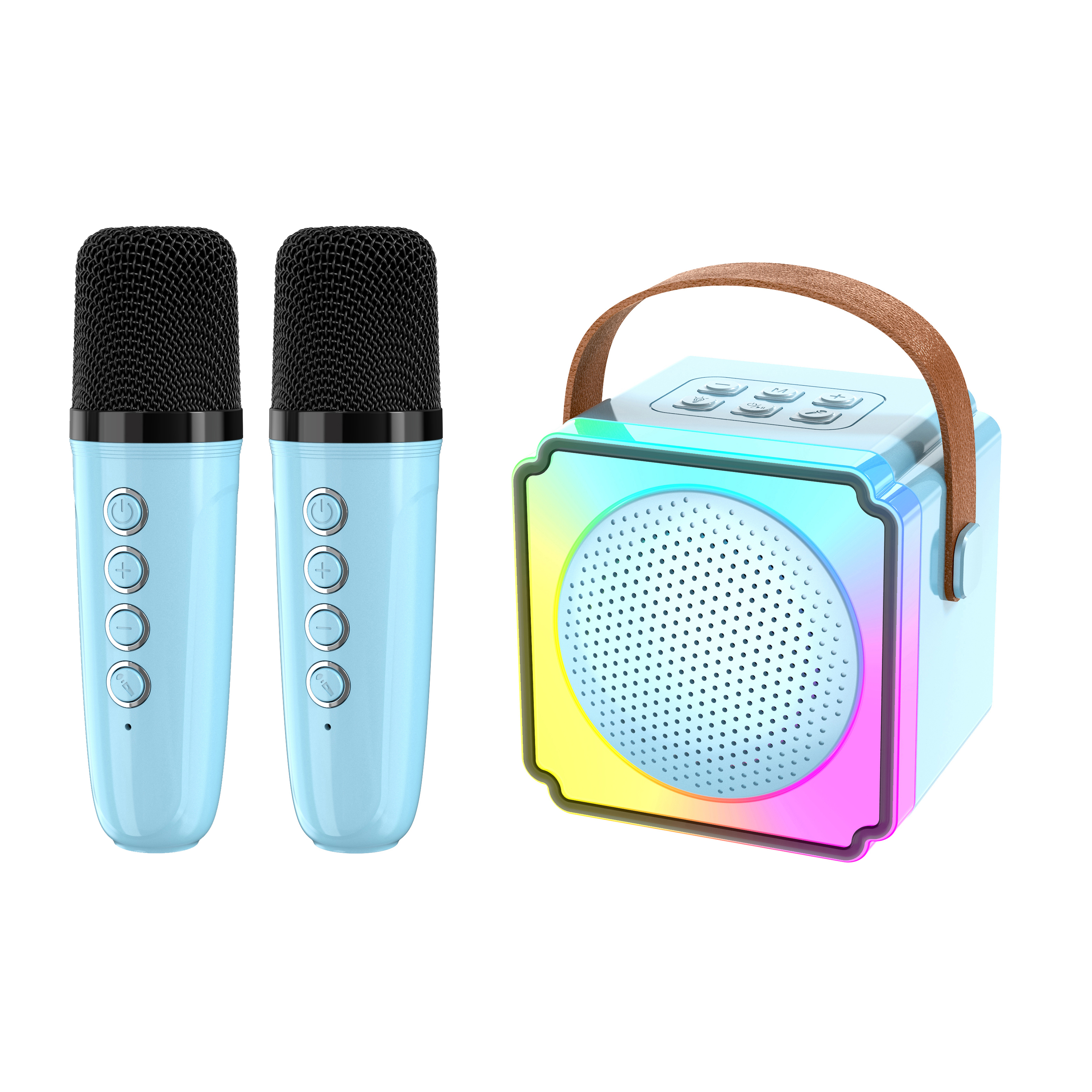 Mini Machine de karaoké pour enfants et adultes, haut-parleur Bluetooth Portable avec 2 Microphones sans fil, jouets cadeaux d'anniversaire