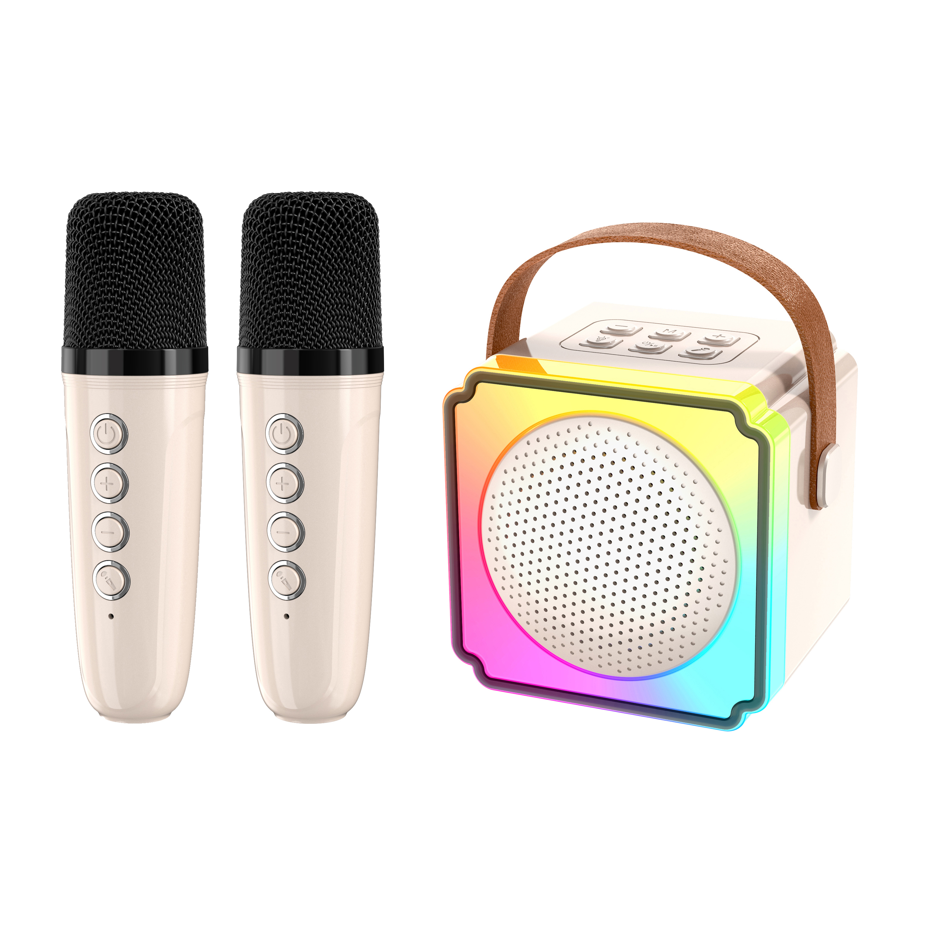 Mini Machine de karaoké pour enfants et adultes, haut-parleur Bluetooth Portable avec 2 Microphones sans fil, jouets cadeaux d'anniversaire