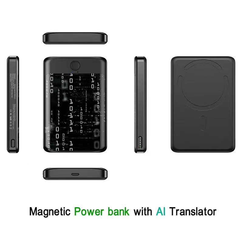HR-Ai1 PD20w 10000mAh AI Power Bank chargeur sans fil magnétique avec 136 types de traducteur de langues